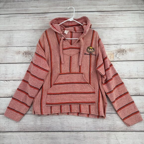 Vintage‎ Woody Resin Surf Shop Surfer Hoodie Beach Poncho Men's L Pink/Red/White - Picture 1 of 11